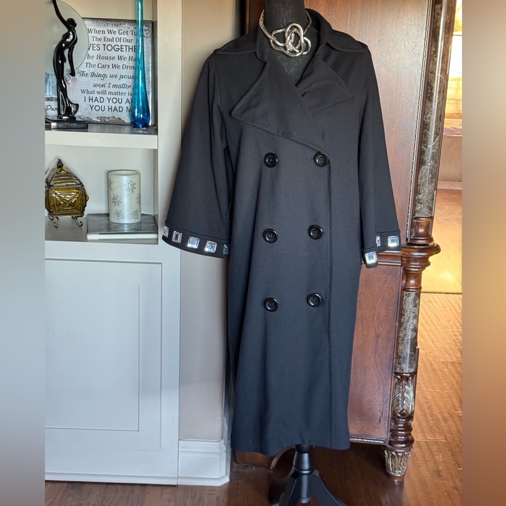 Sandra & Andre Black Double‎ Breasted Treach Coat